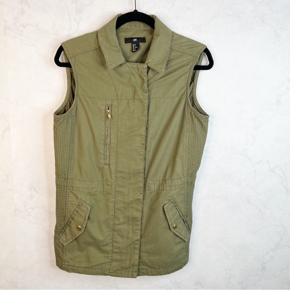[H&M] Green Sleeveless Utility Jacket - Picture 2 of 3